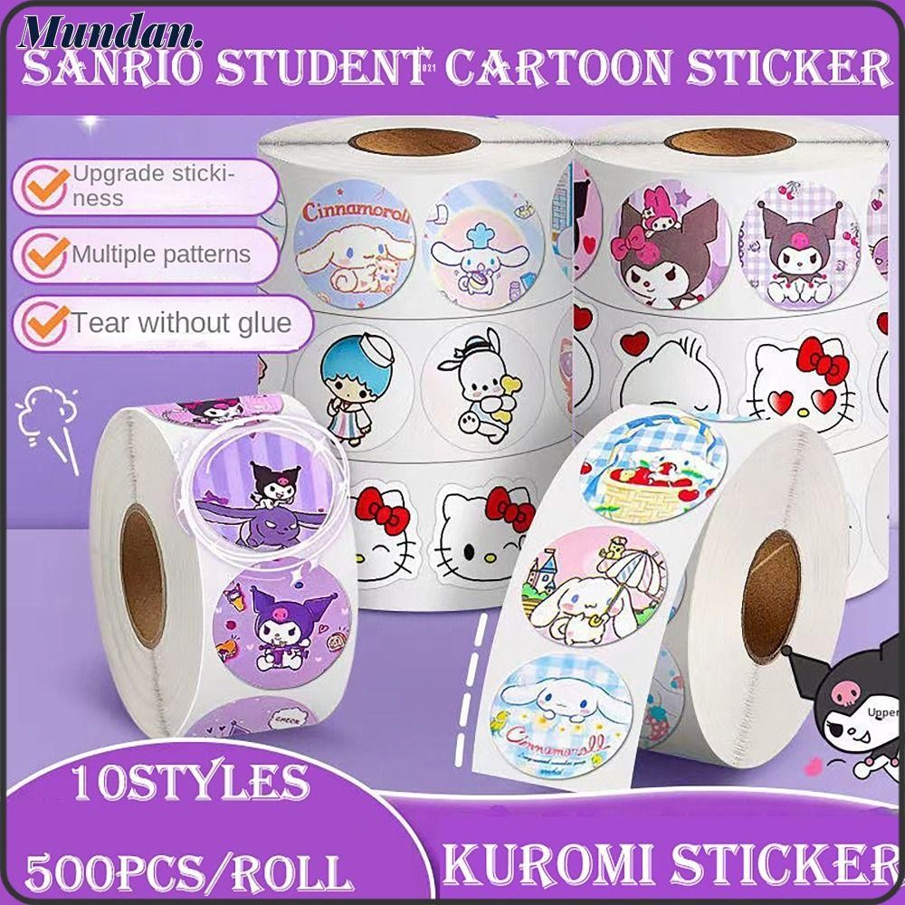 MUNDAN 500Pcs/Roll Sanrio Stickers, Self-adhesive Cartoon Style Cartoon ...