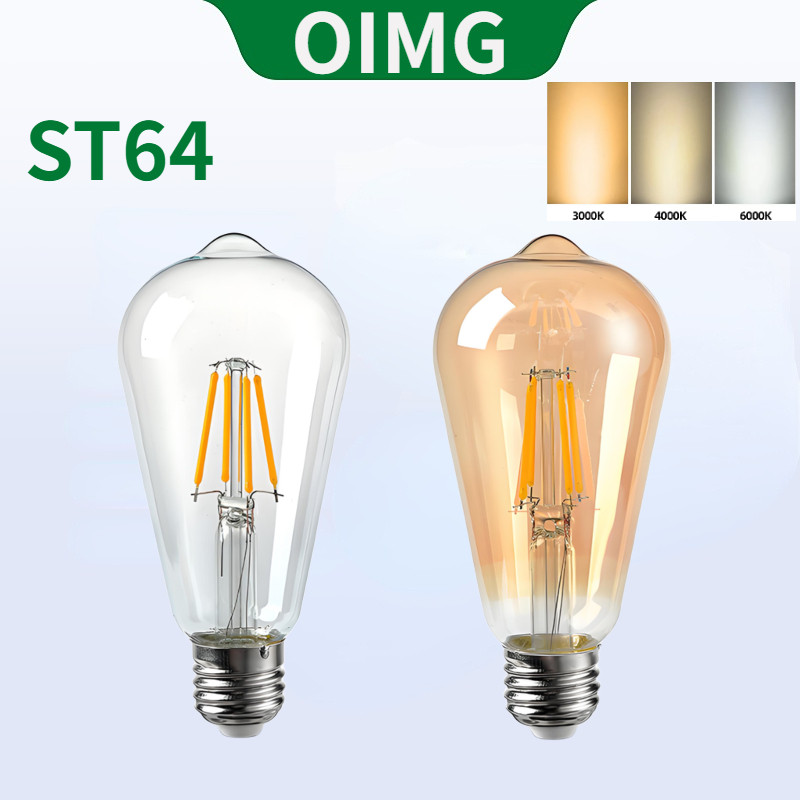 OIMG LED Retro Edison Filament Bulb ST64 220V E27 2W/4W/6W/8W/12W/16W ...