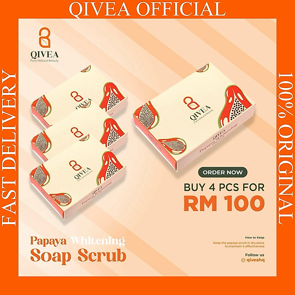 Qivea Official | 100% Original | Papaya Whitening Soap Scrub | Shopee ...