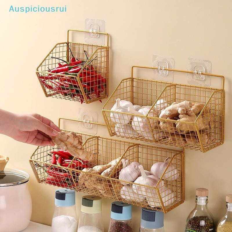 Auspiciousrui 1/2/3 Grid Wall Mounted Kitchen Shelf Organizer Metal ...