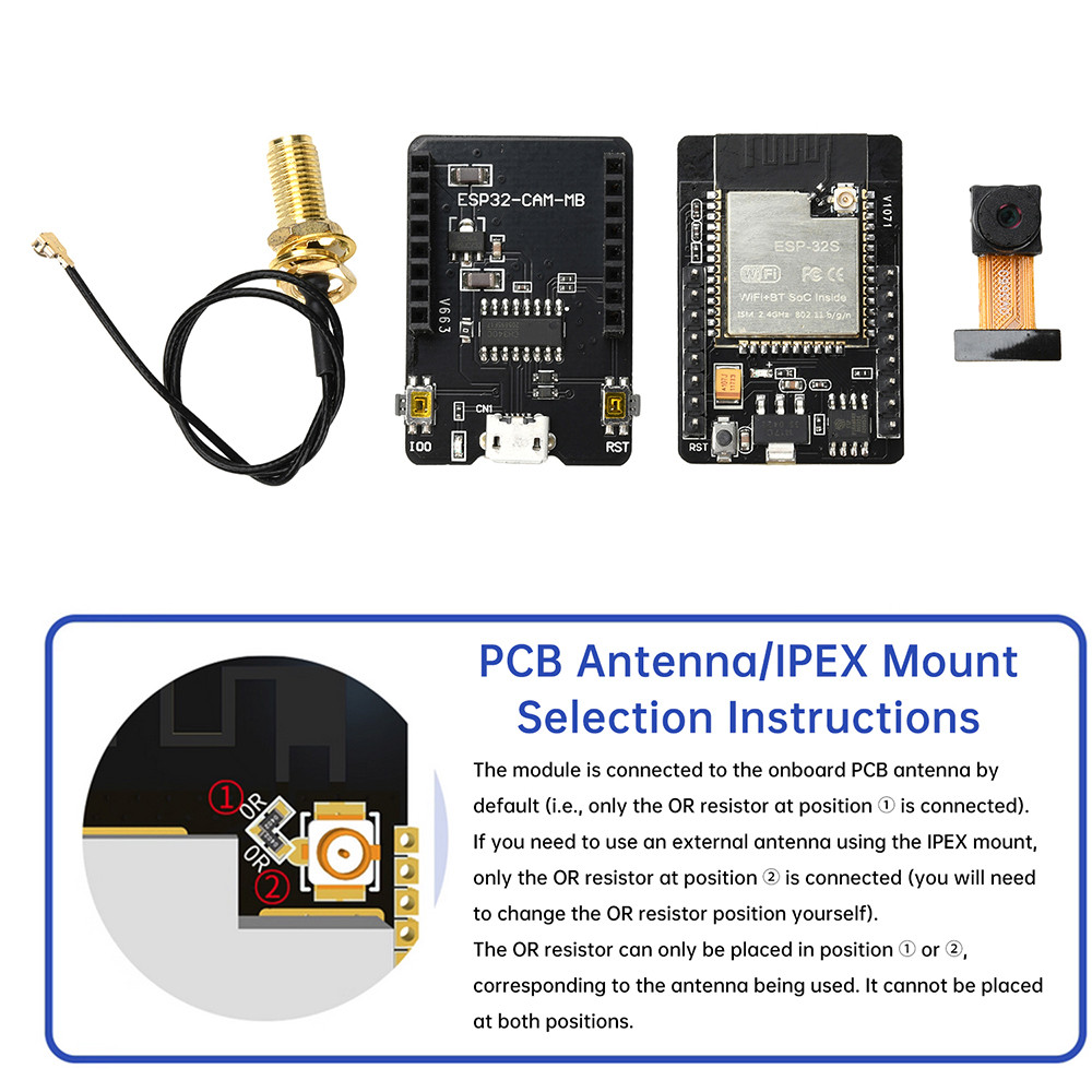 DIYMORE ESP32-CAM-MB WIFI BT Development Board OV3660 Camera Module USB ...