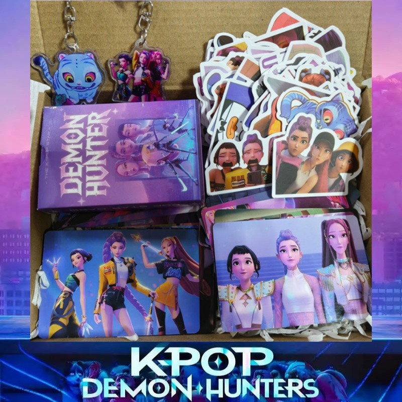 Kpop Demon Hunter Gift Box 6Pcs/Set Huntrix Sticker Keychain Rumi ...