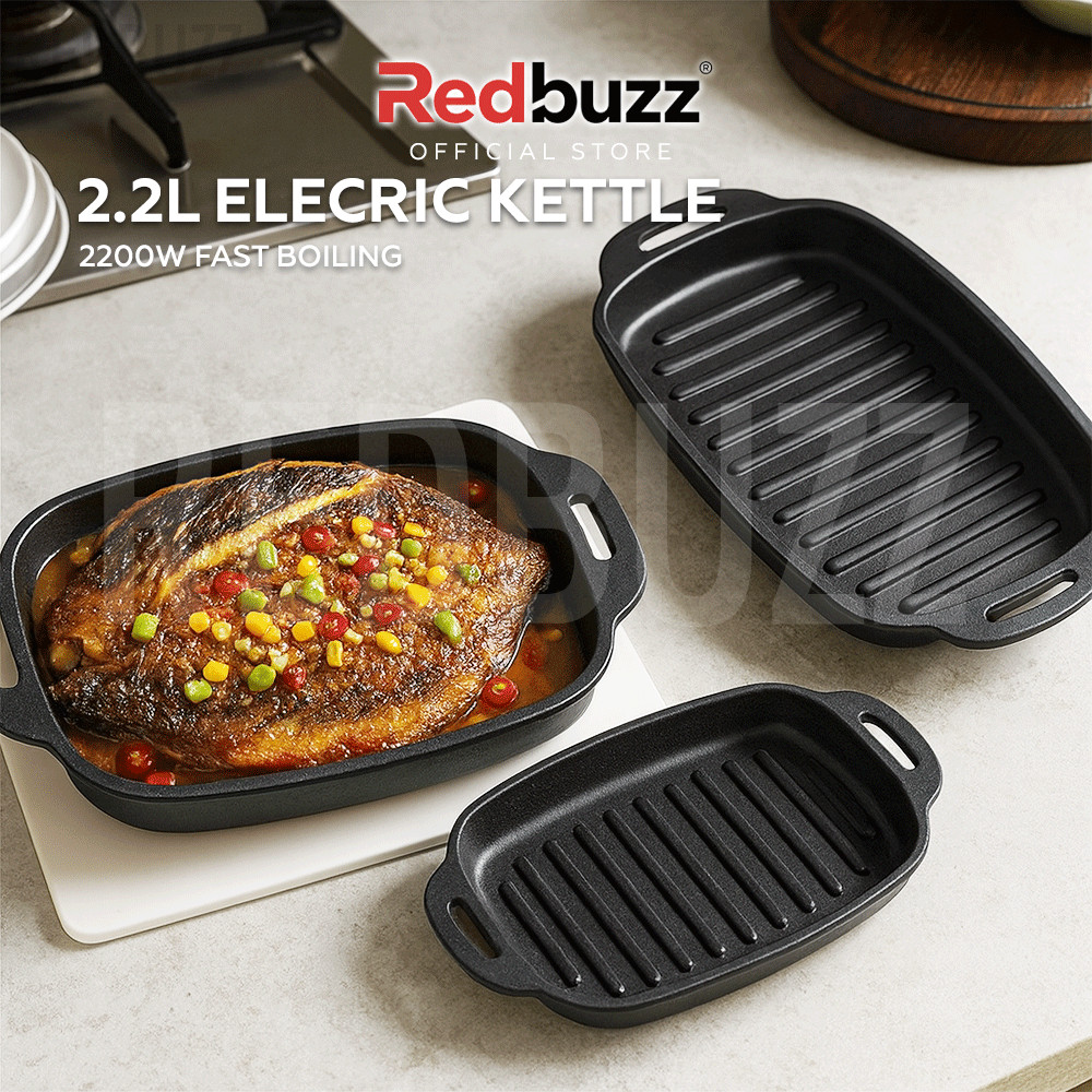 REDBUZZ Non-Stick Korean BBQ Grill Pan Camping Grill Pan Griddle Grill ...