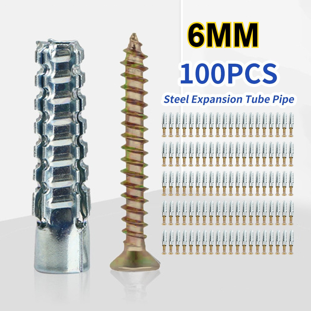 100 Sets Metal Expansion Tubes/Drywall Drilling Plug Fastener Anchors ...