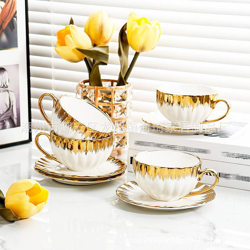 Coffee Cup Gold Ceramic Tea Cup Light Luxury Household English ...