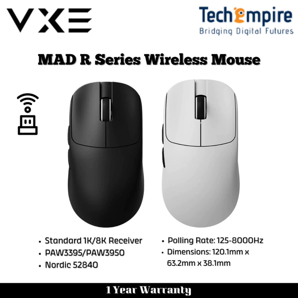 VXE MAD R Series Wireless Mouse PAW3395/3950 8K 1K MAD R+/MAD R MAJOR ...