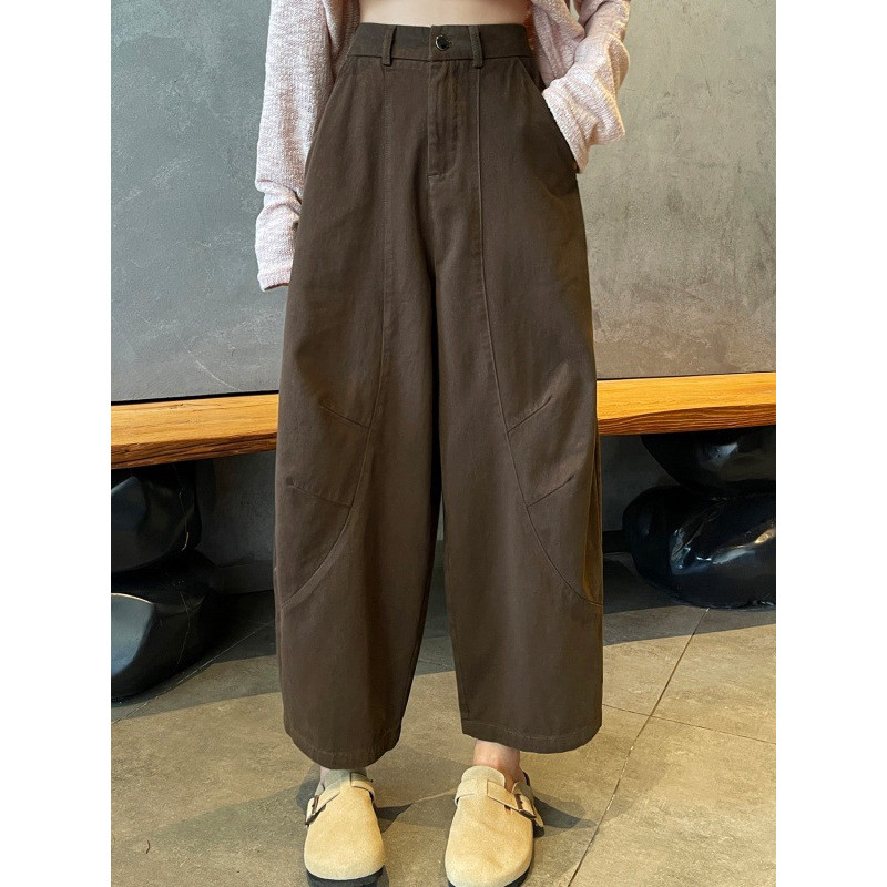 Brown Wide Smock Waist Pants