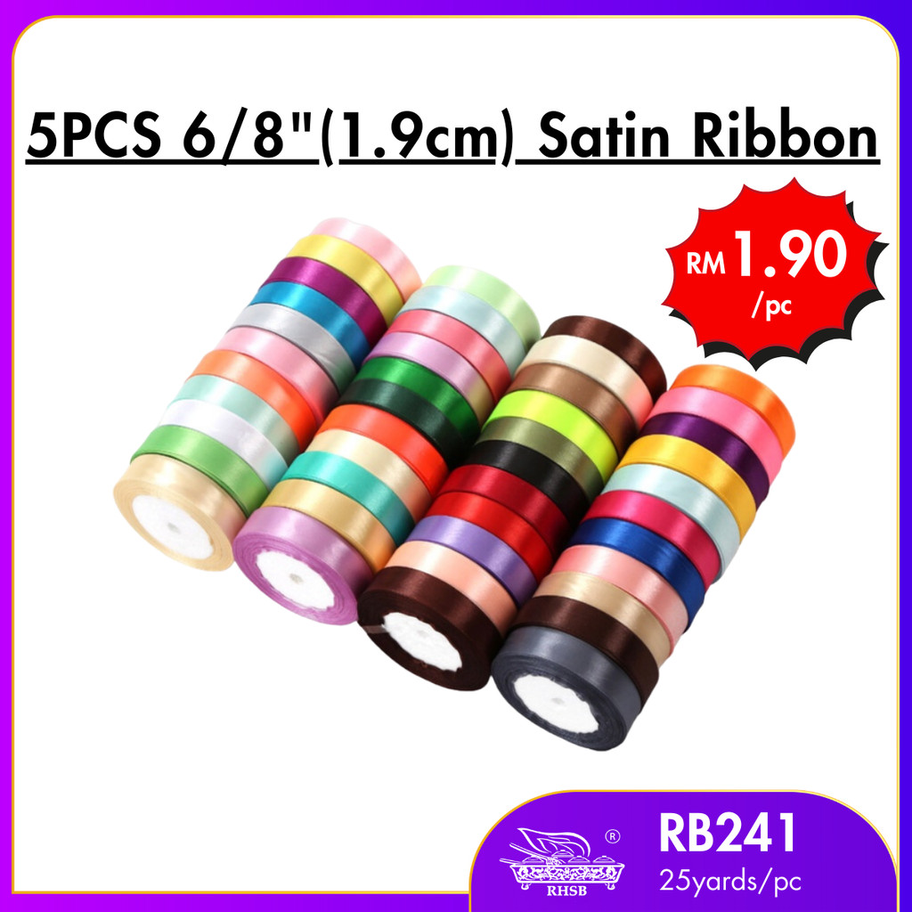 25yrd /ROLL 2cm (6/8'') SATIN RIBBON / REBEN / RIBBON HADIAH / RIBEN ...