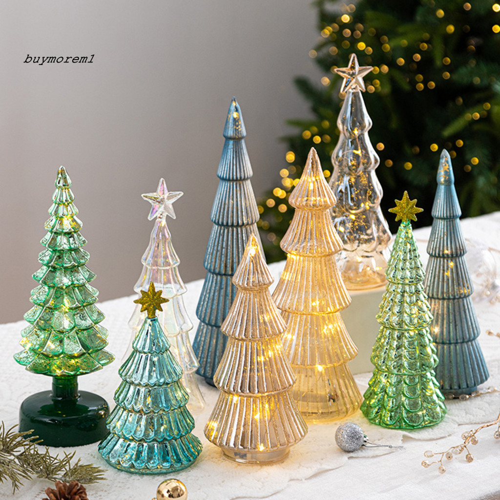 BUYMEZ Christmas Tree with Led Lights Holiday Charm Glass Tree Led ...