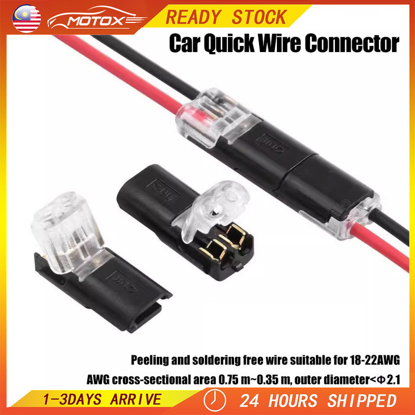 MOTOX 10-50pcs 2 Pin Way Plug Kereta Kalis Air Penyambung Elektrik ...