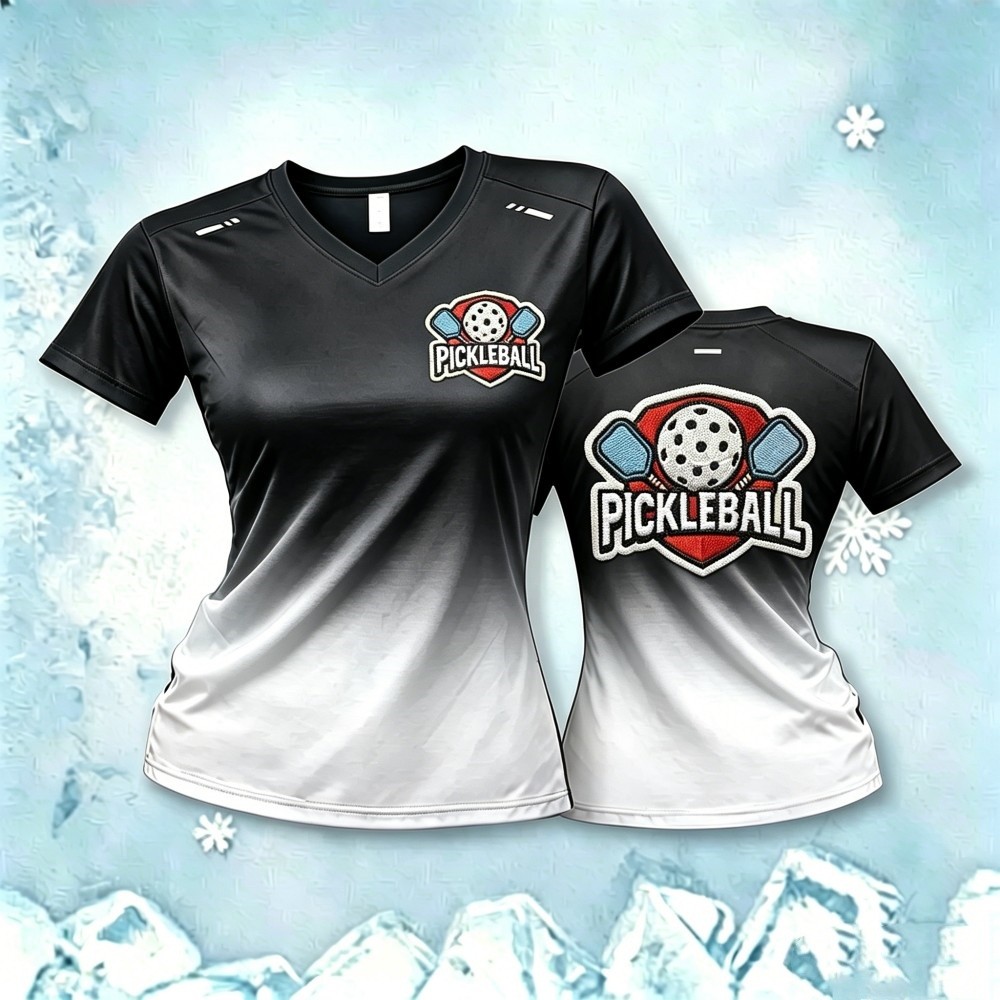 Gradient Printed T-Shirt Pickleball Jersey For Women Dry Fit Shirt ...