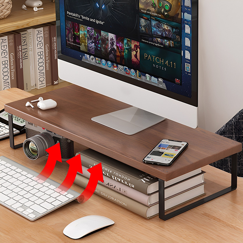 Batik Wood Desktop Monitor Lifting Stand Base Computer Screen Height ...
