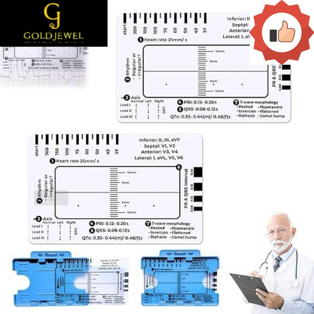 [MDJ] ECG 7 Step Ruler, Plastic Transparent EKG Calipers, Portable ECG ...