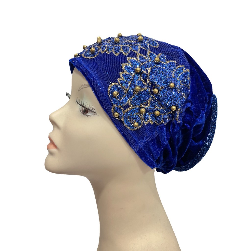 Bunga Labuci Manik Benang Emas Bergulung Tepi Topi Kecil Topi Baldu ...