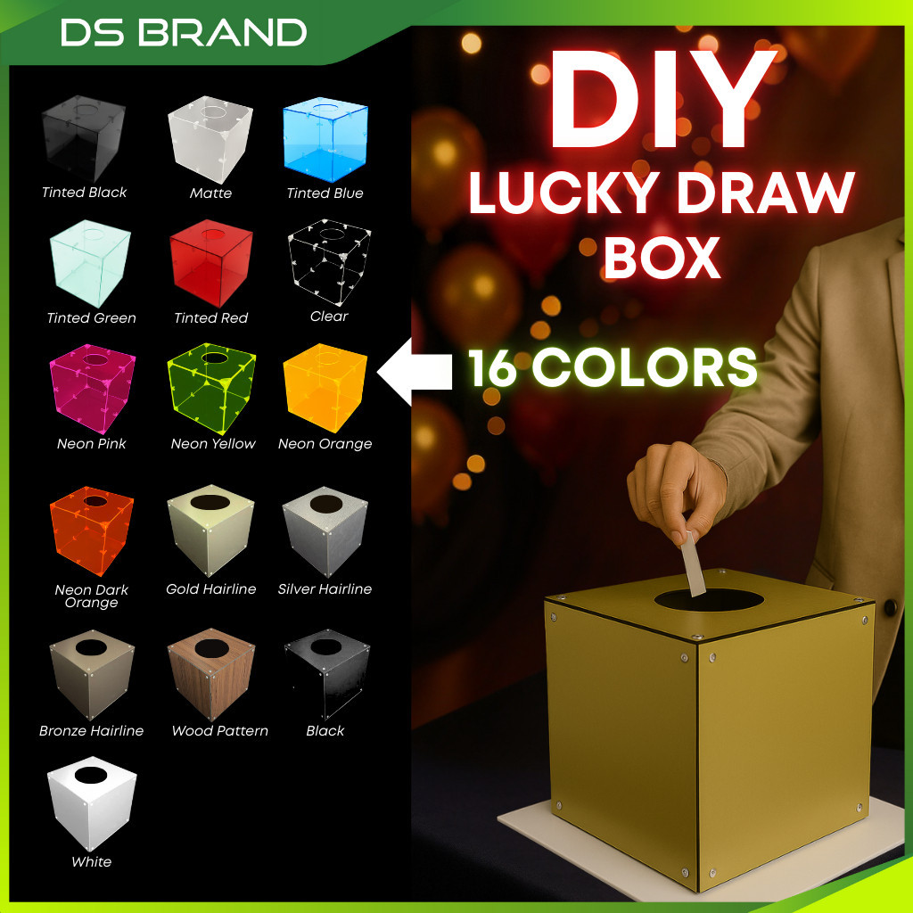 Lucky Draw Box Kotak Cabutan Bertuah Acrylic DIY 16 Warna Contest Party ...