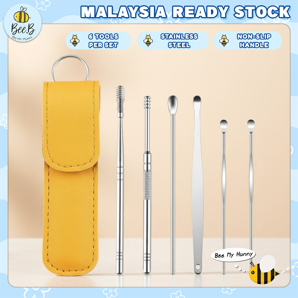 6in1 Set Telinga Stainless Steel Ear Scoop Set Baby Kids Ear Cleaning ...
