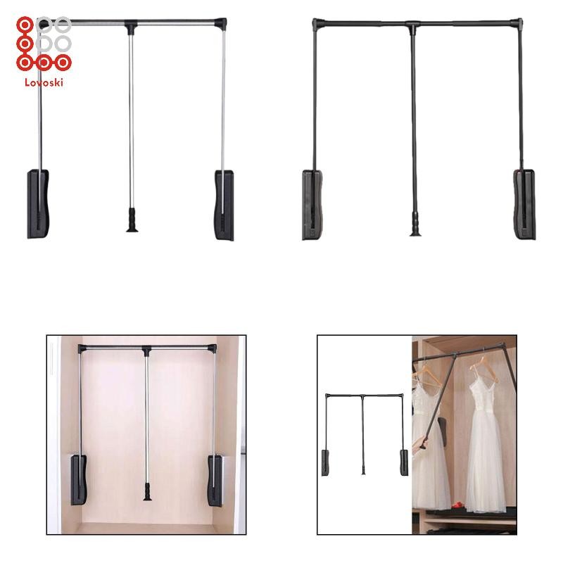 [Lovoski] Metal Folding Closet Hanging Rod, Two-Way Damper ...