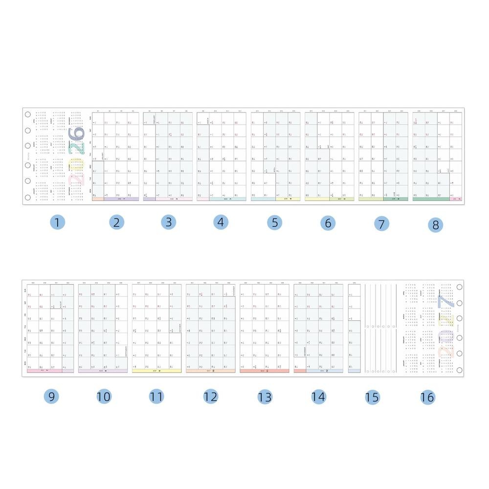 2026 Calendar A6 A7 A8(M5) Colorful Yearly Monthly Planner Refills With ...