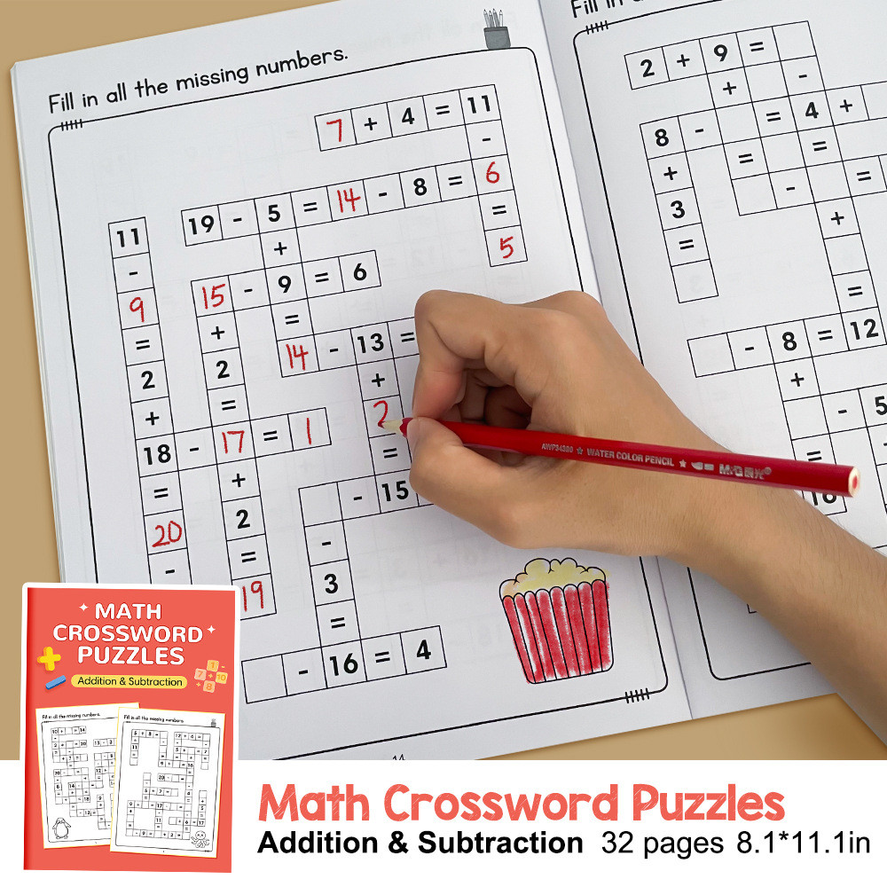 Math Crossword Puzzle Workbook Addition Subtraction Practice | Shopee ...