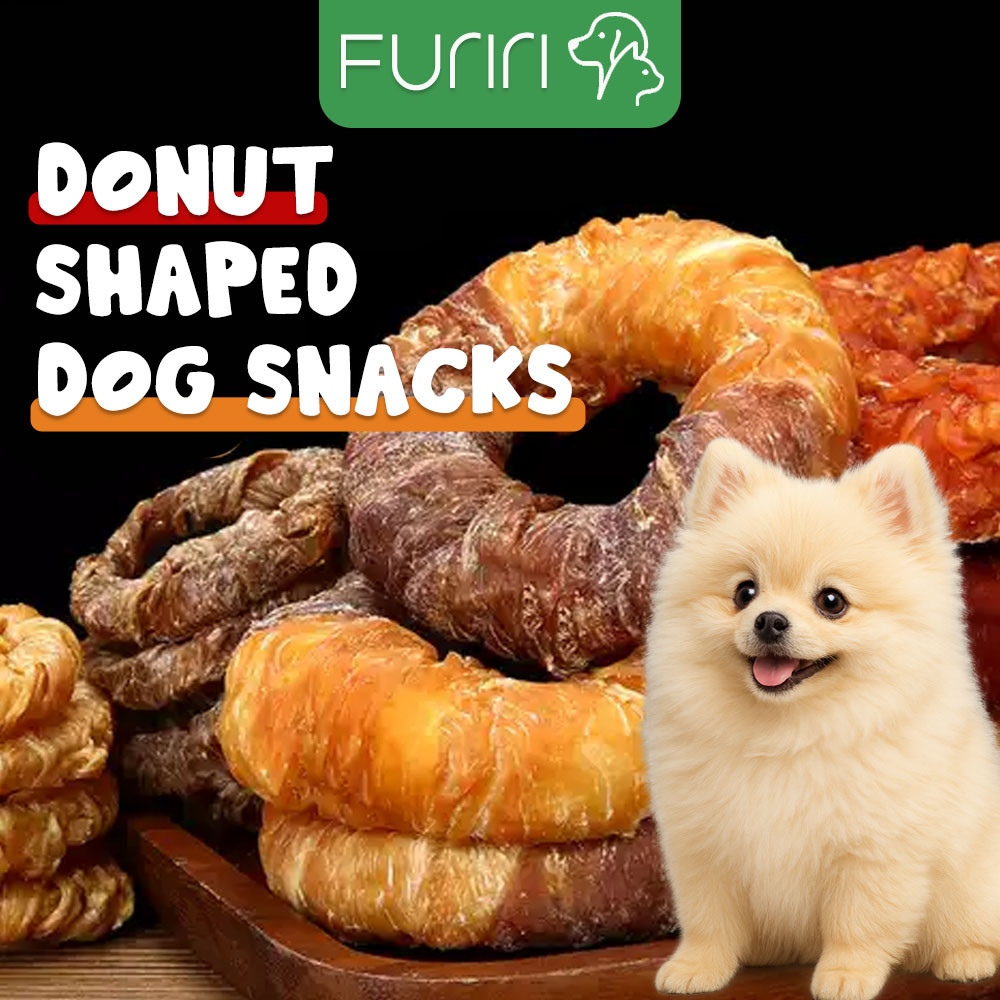 Furiri 300g Dog Treats Croissant Nugge Donut Shape Chicken Meat Wrapped ...