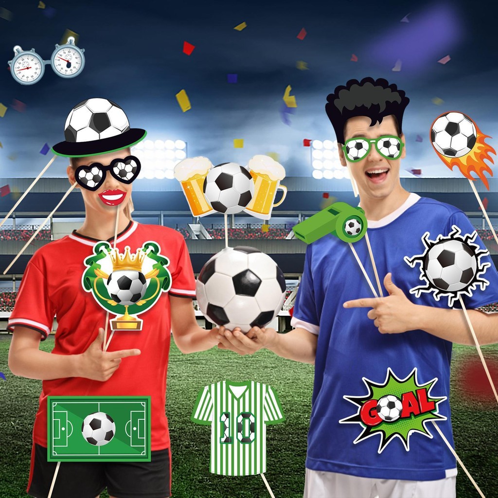Football Photo Props 25Pcs Party Photo Booth Props with Stick Soccer ...