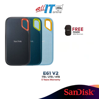 SanDisk Extreme Portable USB 3.2 Gen 2 SSD (1TB / 2TB / 4TB) E61 10Gbps Type-C External Solid State Drive