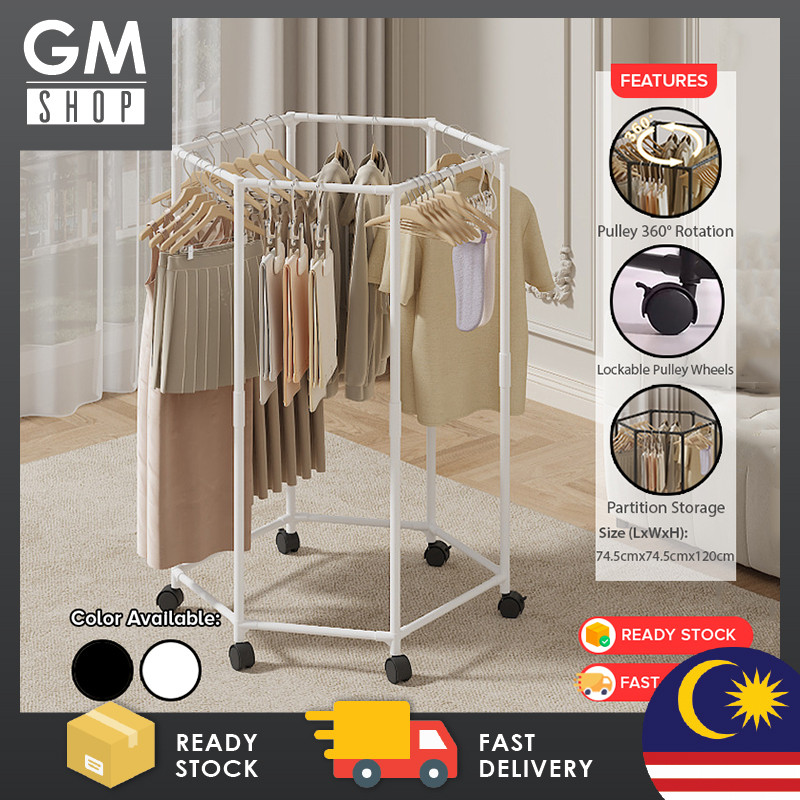 GMshop Laundry 360º Hexagonal Multifunctional Hanging Clothes Drying ...