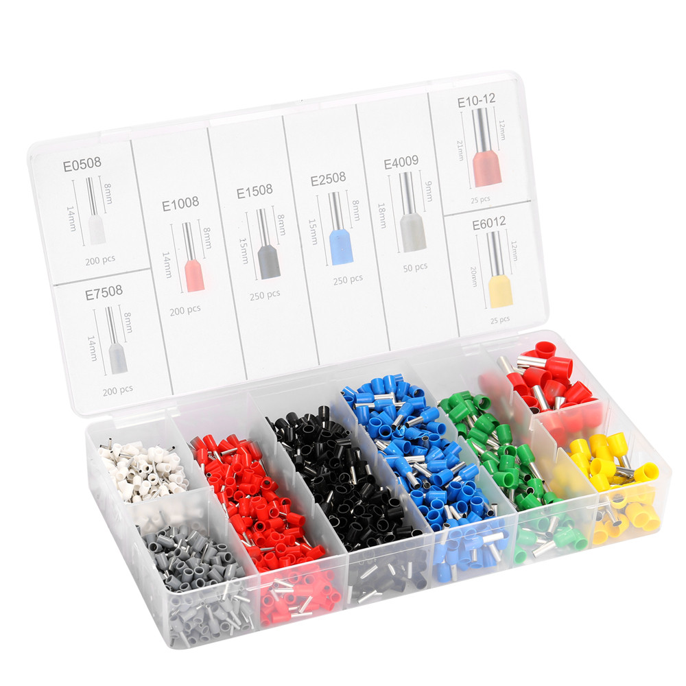 XIXIAN 1200pcs Assorted E Tube Crimping Terminal Insulated Electrical ...