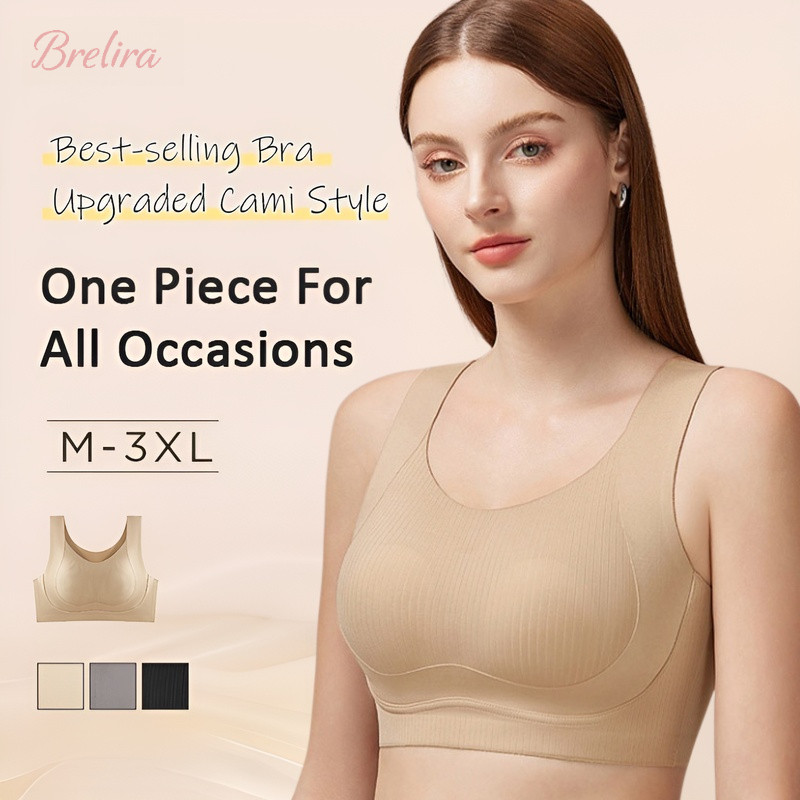 『Brelira』Full Cup Bra Big Breasts Look Small Anti Sagging Seamless ...