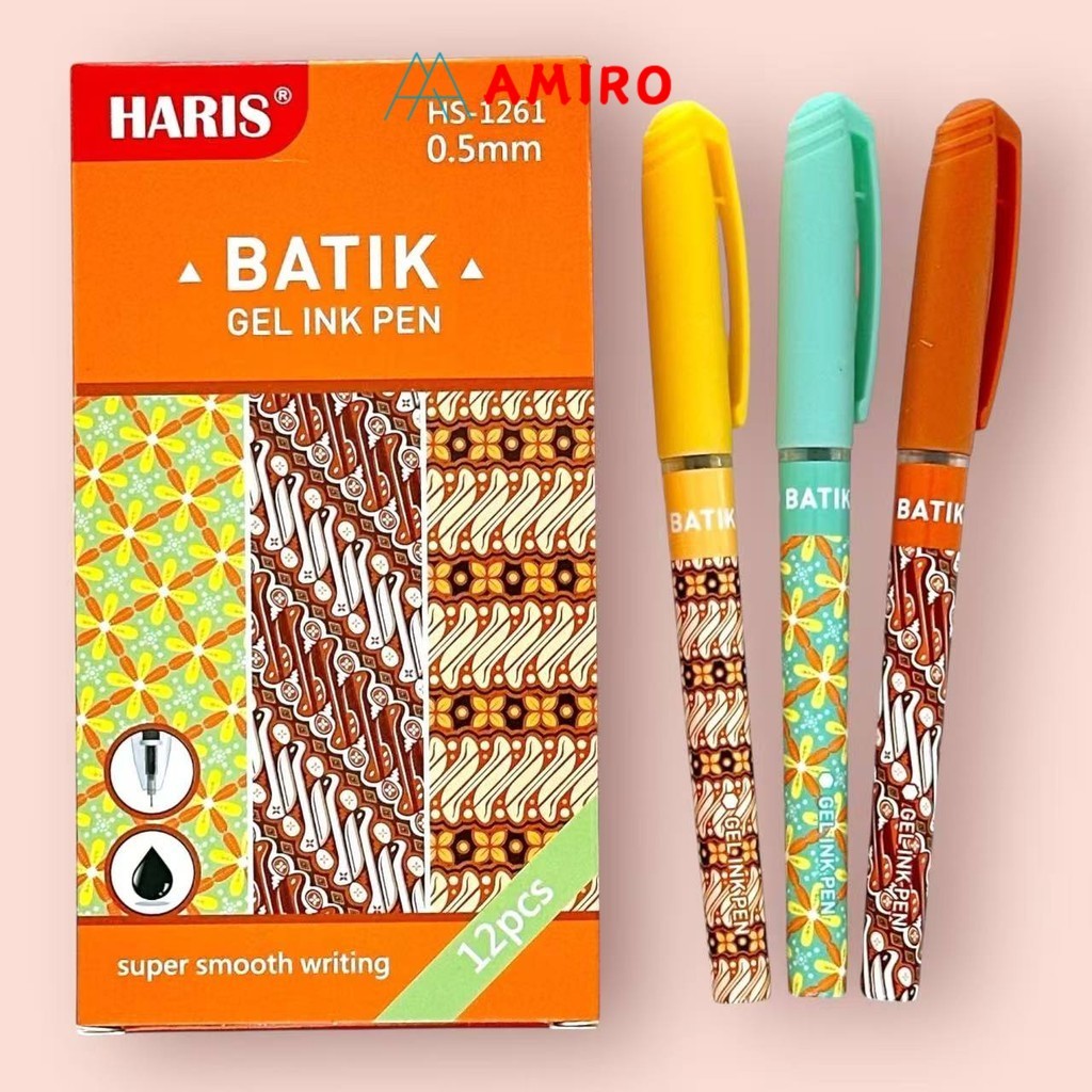 (12pcs) Batik Motif Gel Pens Batik Gambal Pens Black Ink Pens Office ...
