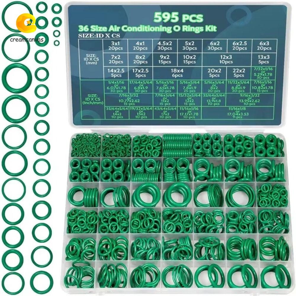 CREAMCANVAS Air Conditioning O Ring Kit, 595pcs 36 Size Seal Rubber O ...