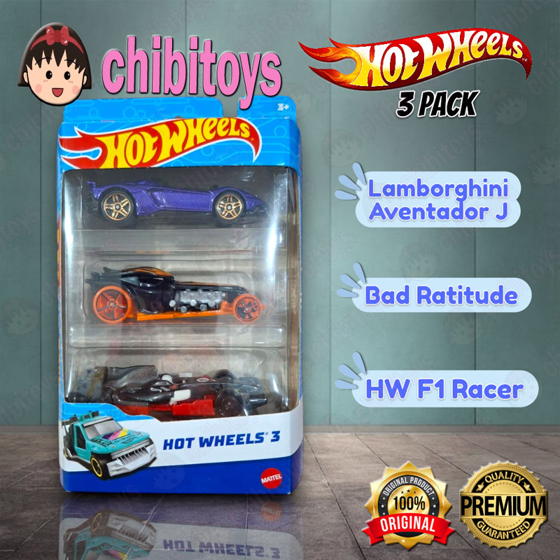 Hot Wheels Gift Pack 3 Pcs Diecast Lamborghini Aventador J Bad Ratttude ...
