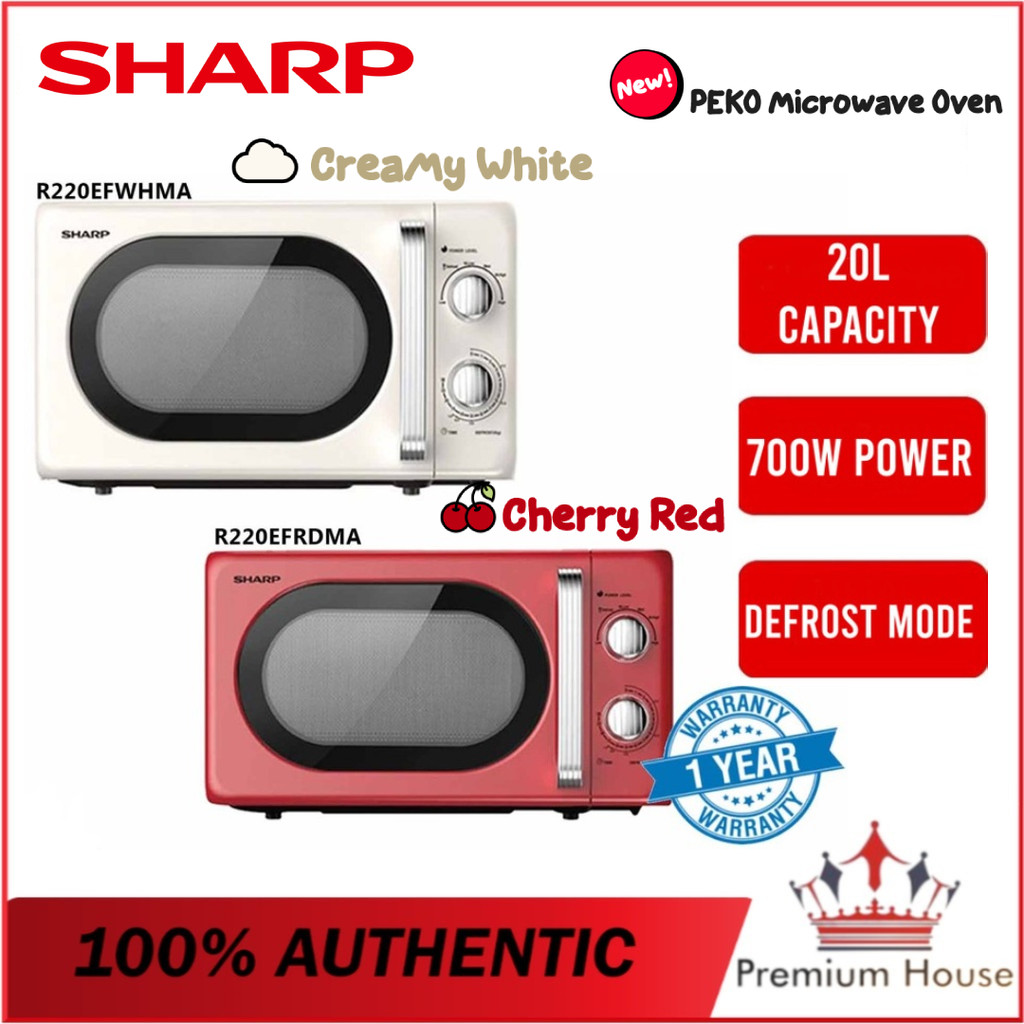 SHARP 20L Microwave Oven-R220EFRDMA(RED)/R220EFWHMA(WHITE) | Shopee ...