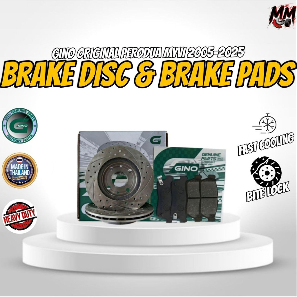 GINO BRAKE PAD DISC & DISC ROTOR FOR PERODUA MYVI 2005-2025 | Shopee ...