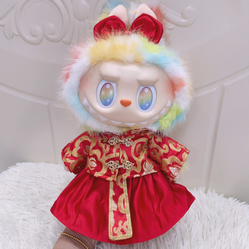 38cm Labubu Doll Bride Groom Clothes MOKOKO Sweetheart Tang Suit Han ...