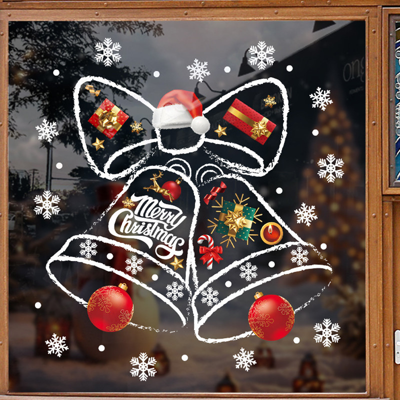 Christmas Bell With Snowflakes Static Cling Window Decoration Glass ...