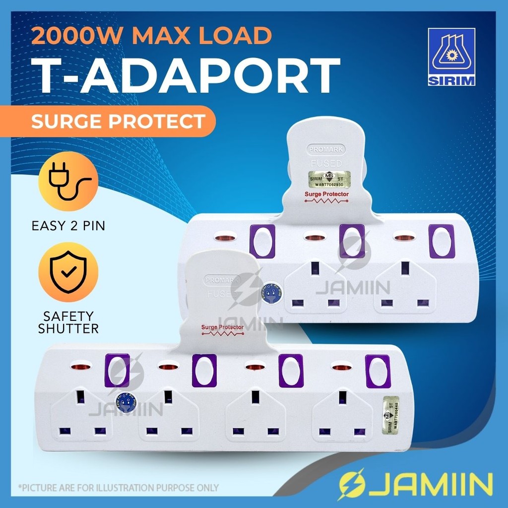 SIRIM T-ADAPORT Surge Protector Plug Adapter Sambungan Wayar Trailling ...