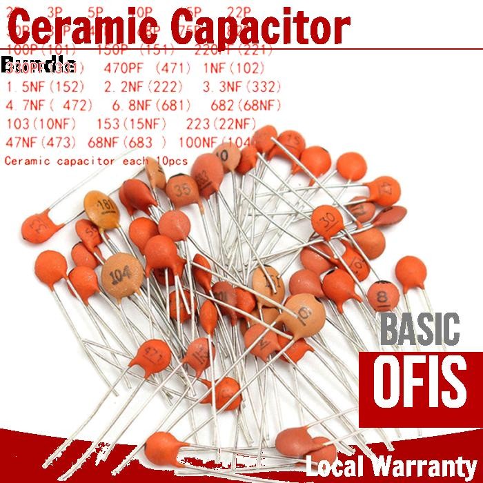 Ceramic Disc Capacitor Component 300 pcs Bundle 30 type x 10pc | Shopee ...