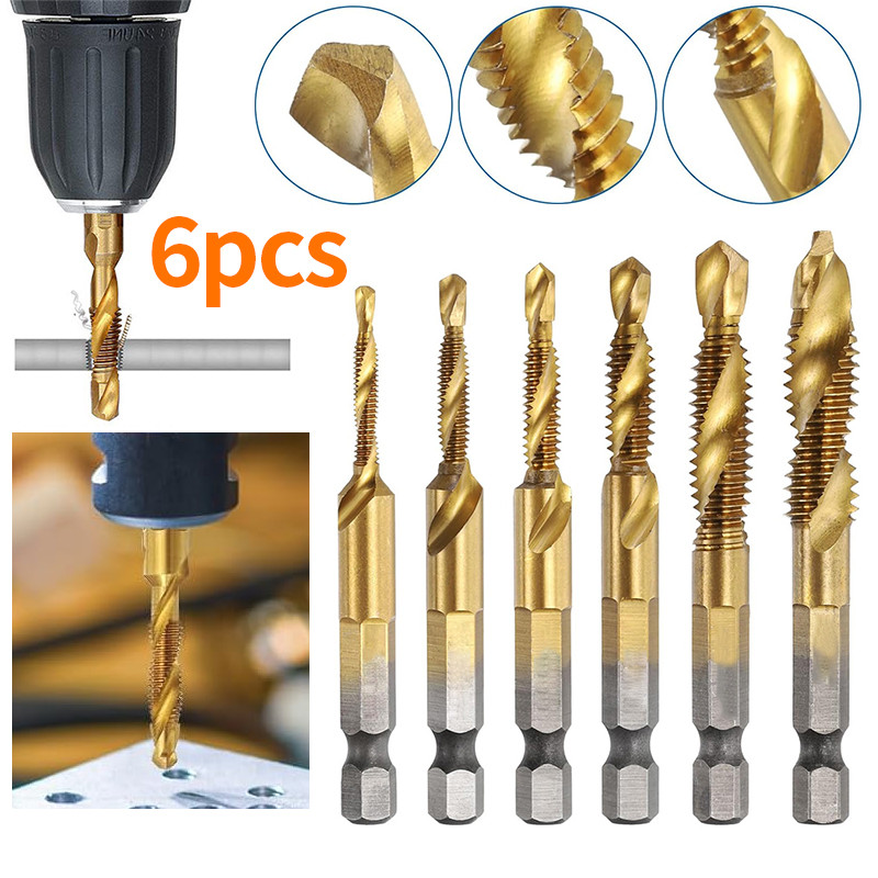 Drill Bits Set Titanium Coated HSS Accurate Thread Tap Set Metric Drill ...