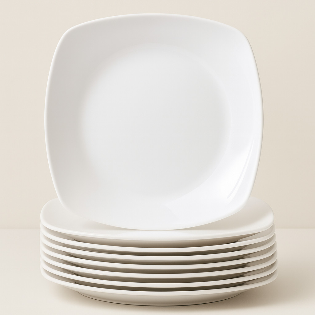 [12 PCS] SMALL FLAT MELAMINE PLATES FOR CAKES, SNACKS, 6 INCH SEMI ...
