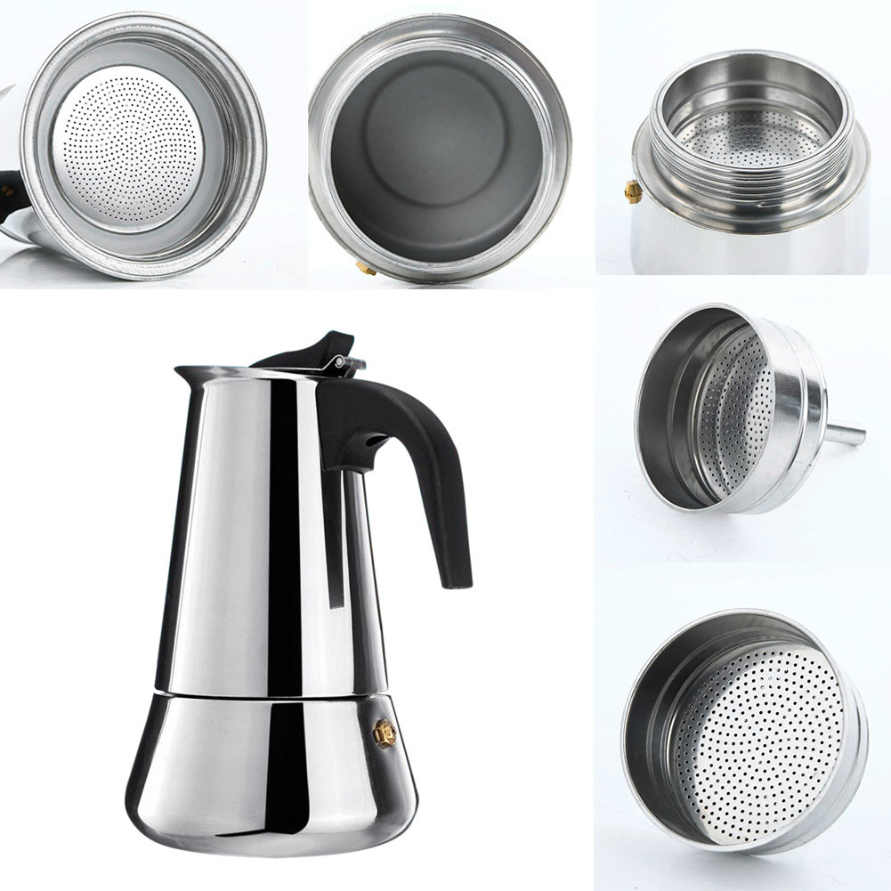 Stainless Steel Moka Espresso Maker Leak-proof Percolator Coffee Pot ...
