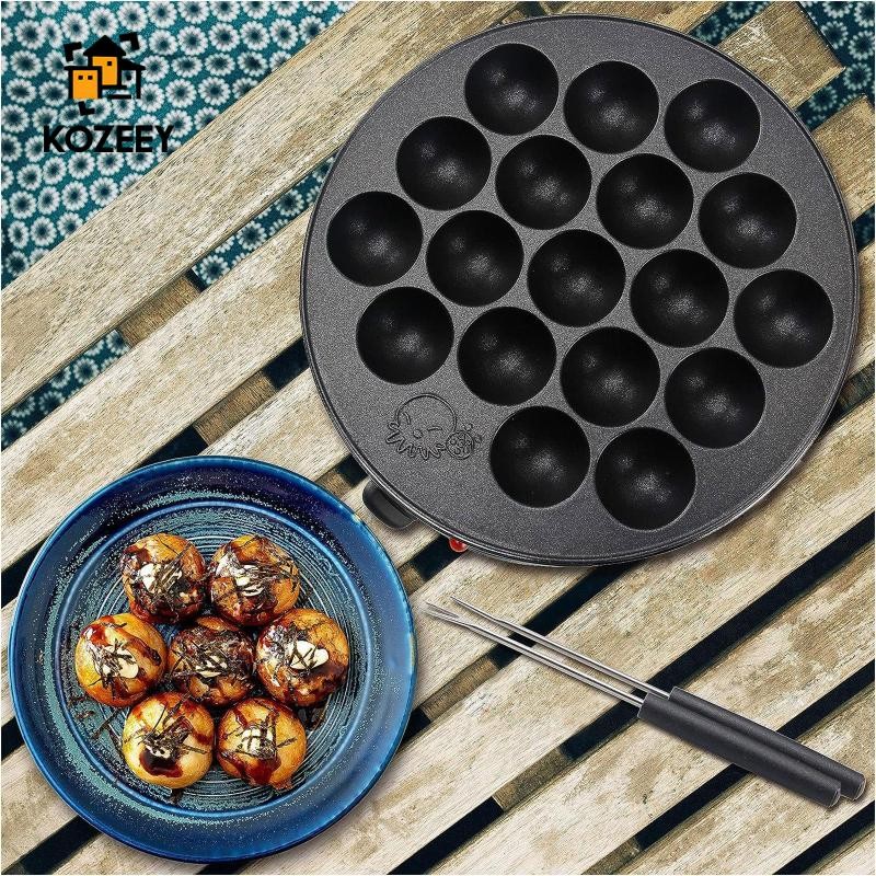 KOZEEY Electric Takoyaki Maker Machine, Non-Stick 18 Holes Japanese ...