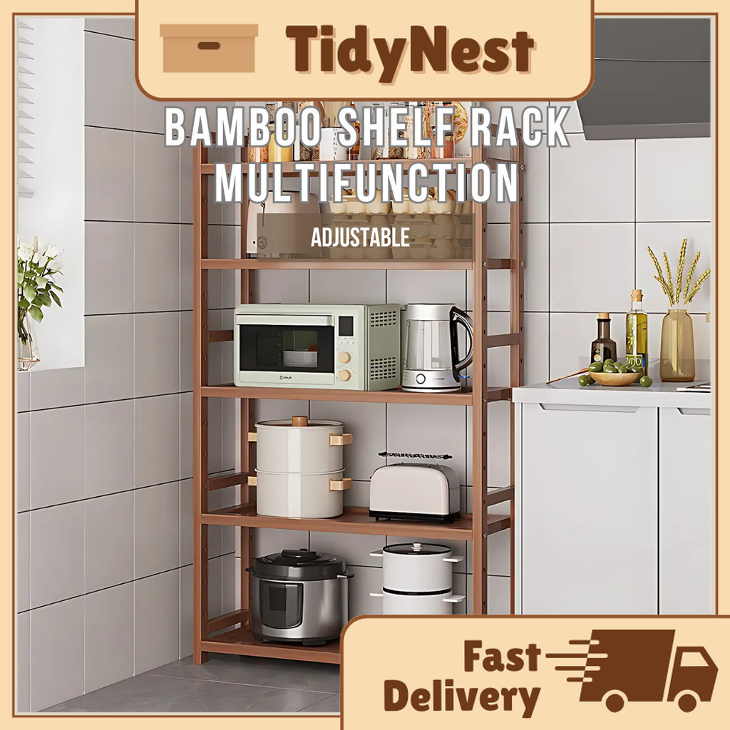 [TidyNest] Bamboo Kitchen Rack Wooden Rack Wooden Shelf Bamboo Shelf ...