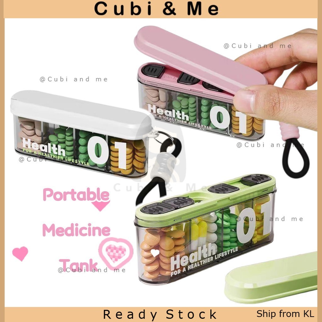 C&M Kotak Ubat Mudah Alih 4 Ruang Portable 4-Grid Pill Box Organizer ...