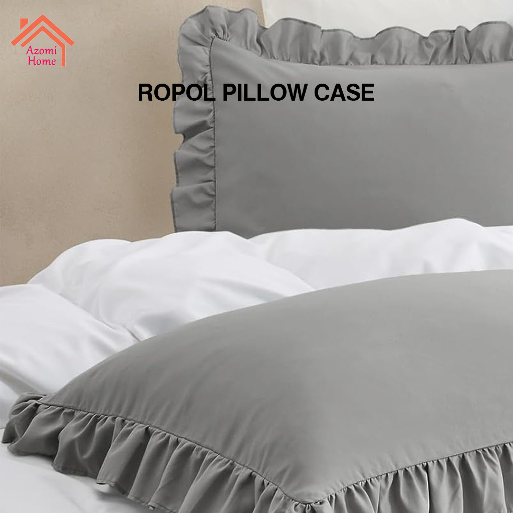Pillow Ruffle Case White Lace Design Plain Color Pillowcase Cover Soft ...