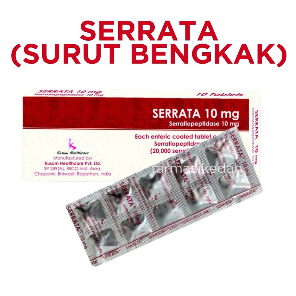 Serrata Serratiopeptidase 10mg Tablet 10’s Strip | Ubat Surut Bengkak ...