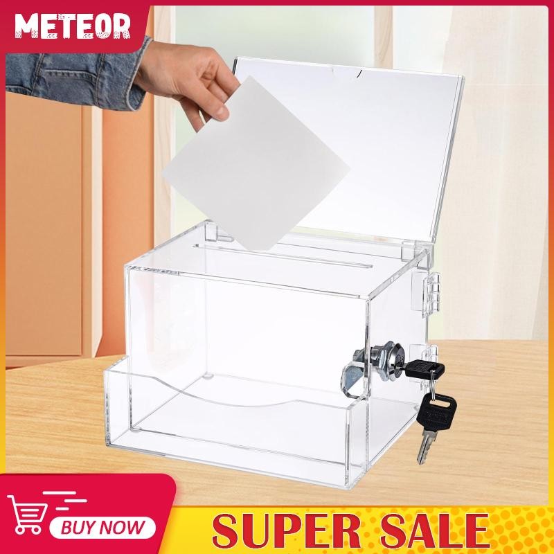 [meteorMY] Acrylic Donation Box with 2 Keys Mailbox Letter Post Storage ...
