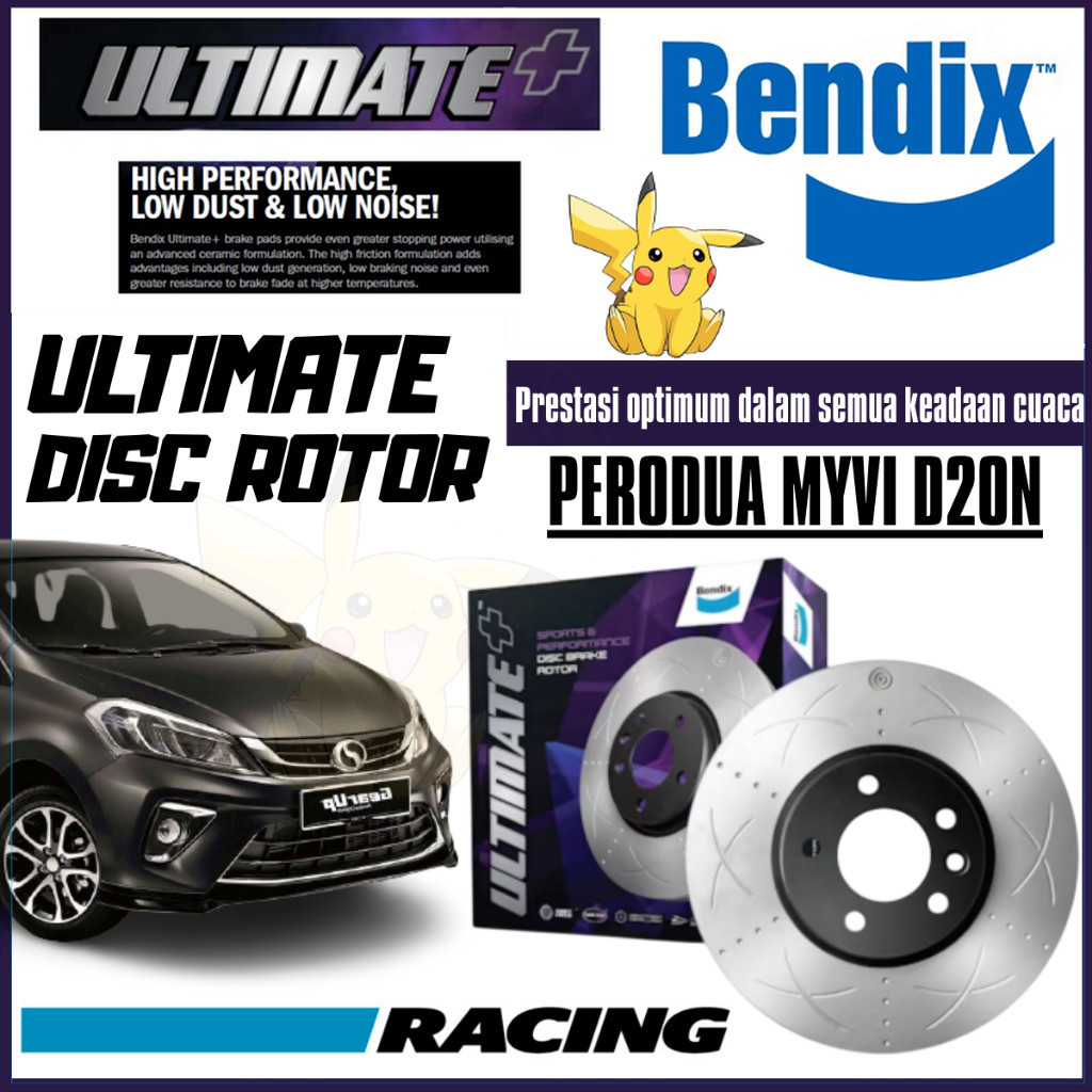 Bendix Ultimate Front Set Disc Rotor Perodua Myvi D20N BR9622 ULT+ ...