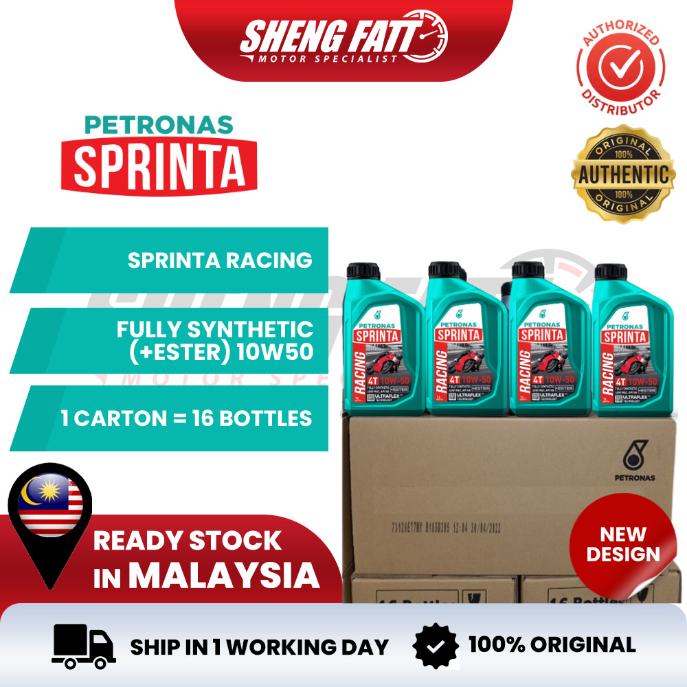 PETRONAS SPRINTA 4T Racing ES 10W-50 Fully Synthetic 1 CARTON Minyak ...