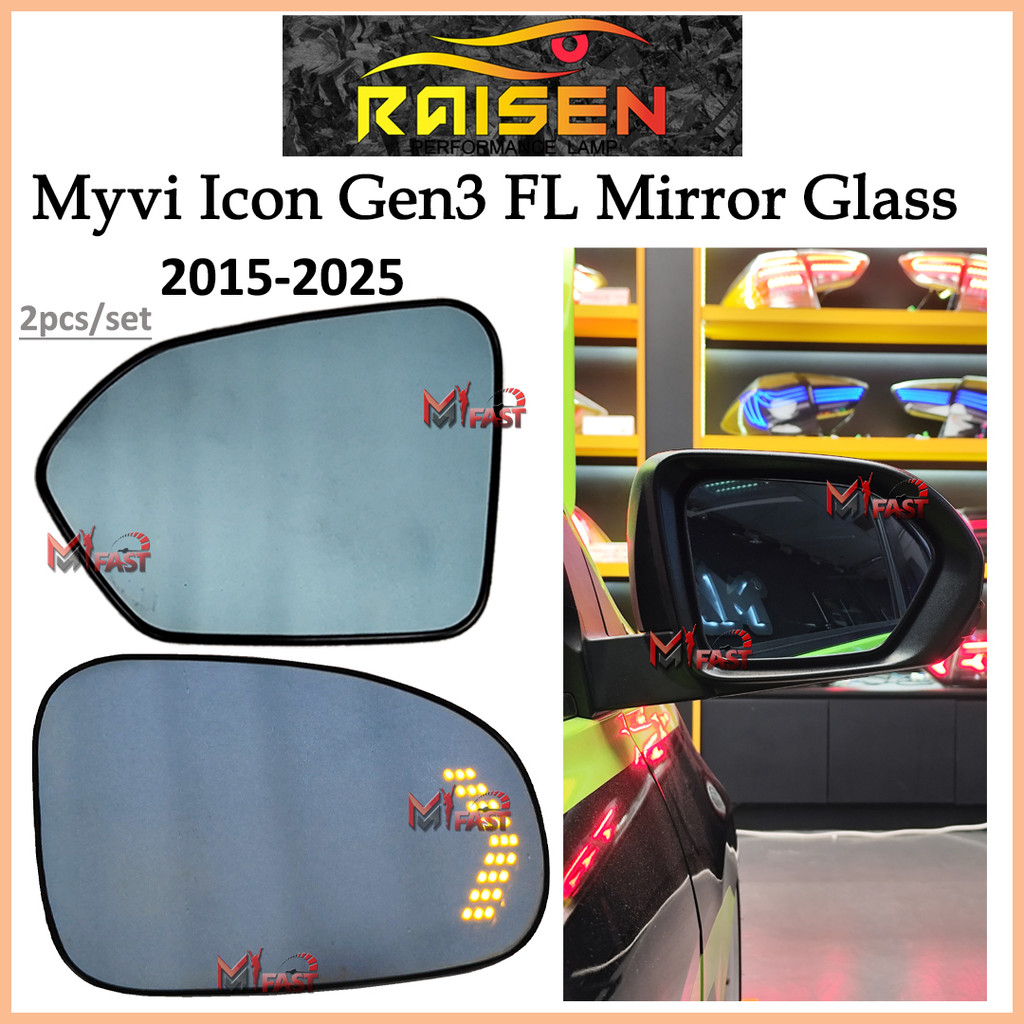Perodua Myvi Icon / Myvi Gen3 / Myvi Facelift Side Mirror Glass Running ...